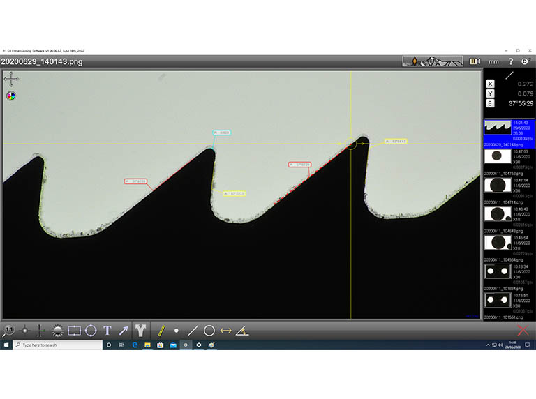 DimensionTwo software edge detection screenshot