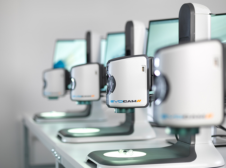 EVO Cam II digital microscopes in a row