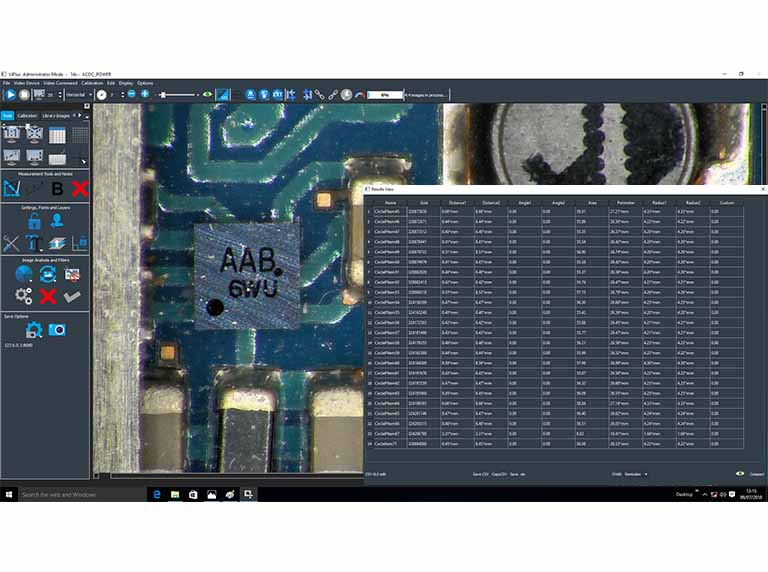 Reporting software showing electronics board