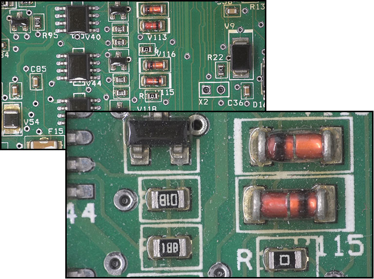 software showing magnification of electronics circuit boards