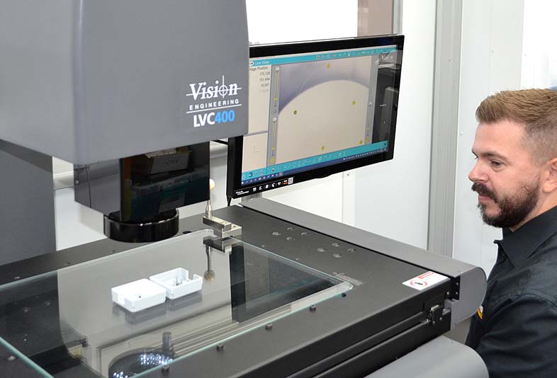 Titanium bone screw inspection under magnification with DRV-Z1